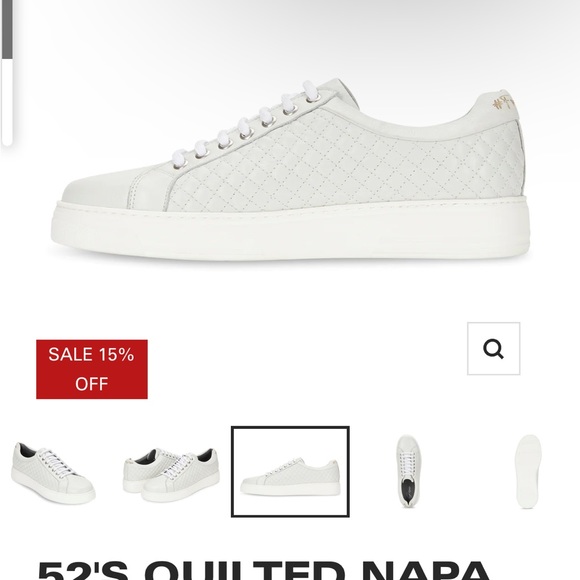 Gernie 52’s Low White mens quilted sneakers - Picture 2 of 7